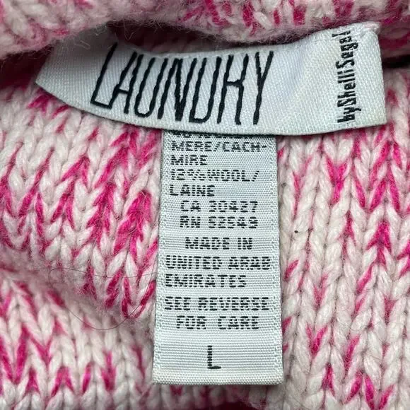 LAUNDRY BY SHELLI SEGAL Y2K VINTAGE CASHMERE OMBRE SWEATER FRIENDS MONICA PINK L - Picture 4 of 6